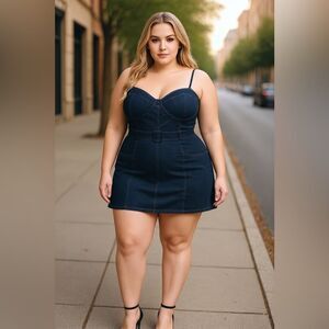 5 for $25🔥Vintage 90's Gold Flava Denim Dress‎ Size 16